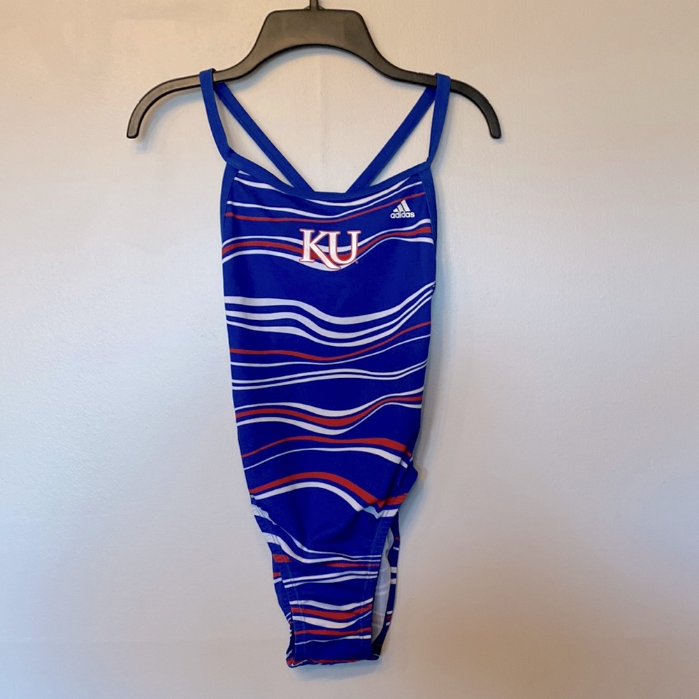 Adidas sz 24 Red/Blue/White KU Swimsuit
